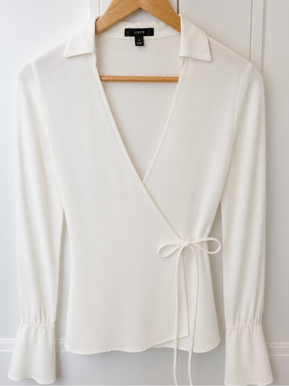 J. Crew Drapey crepe wrap top, size 4